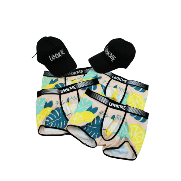 Pack 4 Boxer LM2402-67LEM LOOKME + 2 Casquettes Offertes